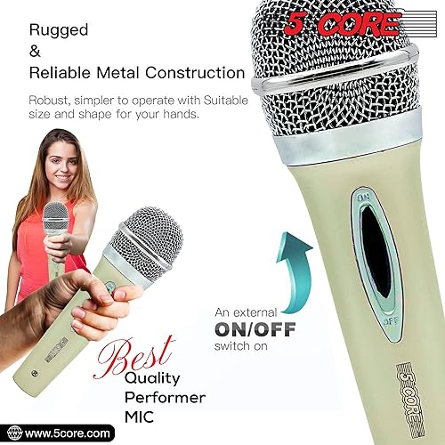 Miniatura 9 de 5 CORE Micrófono de karaoke dinámico vocal micrófono de mano cardioide unidireccional microfono con interruptor de encendido y apagado, incluye