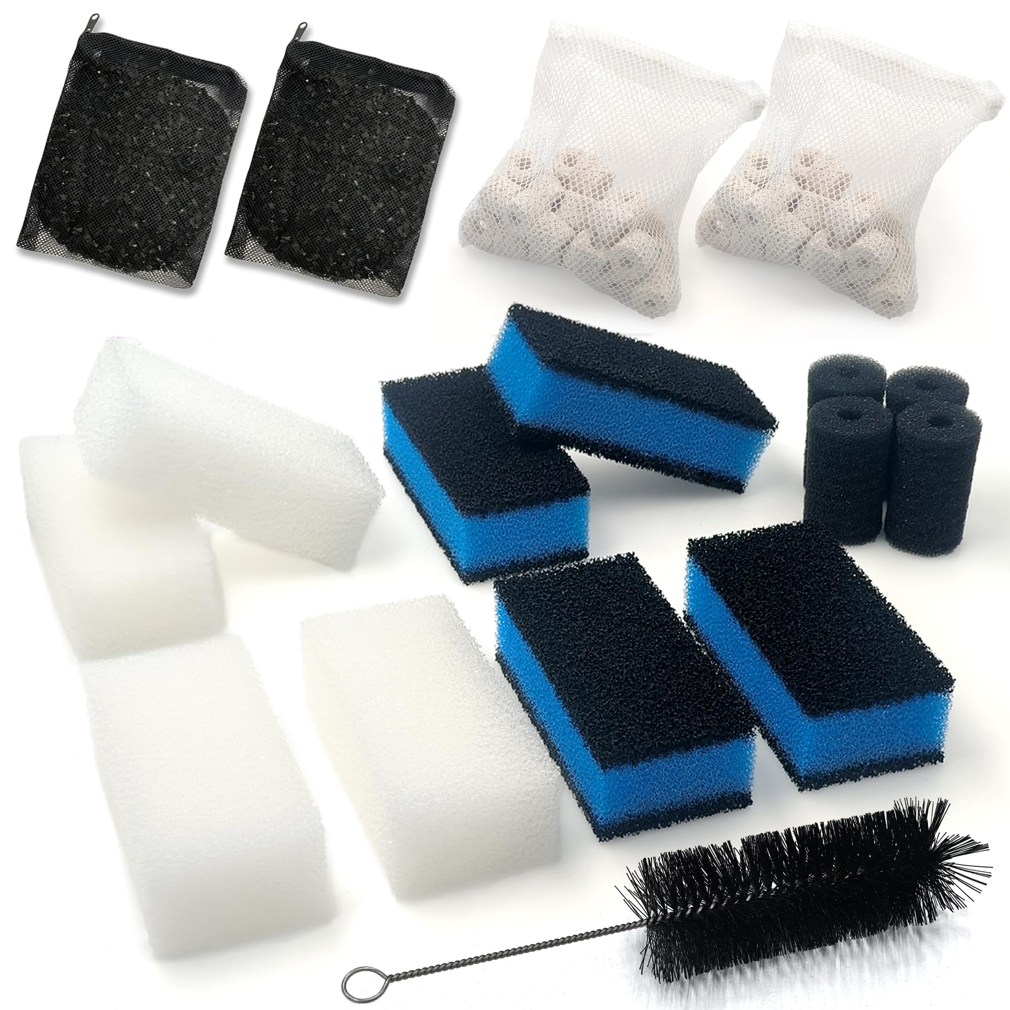 NEWKE Confezione da 17 filtri per serbatoio di filtrazione a tre stadi per filtro di alimentazione AquaClear 50, kit di manutenzione di ricambio per filtro per acquari da 20 a 50 galloni