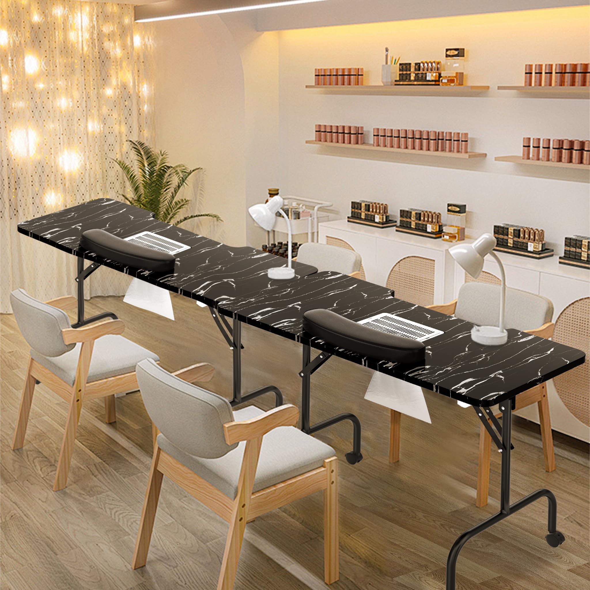 LARS360 Stół do manicure z odsysaniem składany przenośny czarna tekstura