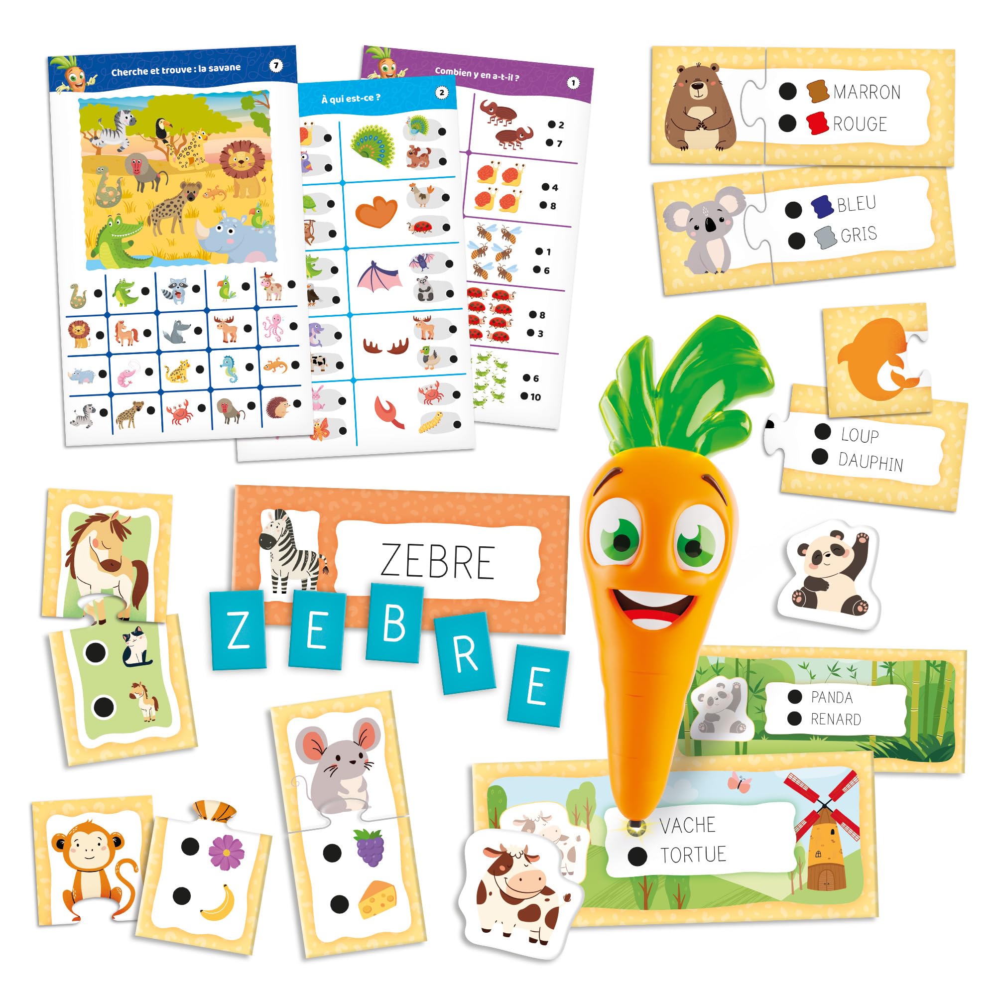 Lisciani – CAROTINA Encyclopédie des Animaux – Valisette Éducative Portable pour Enfants 3-6 Ans – Stylo Parlante & Lumineux – Quiz Interactifs Animaux – Activités Didactiques – Logique & Autonomie