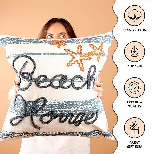 Miniatura 2 de Folkulture Fundas de almohada para sofá  Almohadas decorativas de 18 x 18 pulgadas para sofá  Almohadas 100% algodón para cama o almohada bohemia