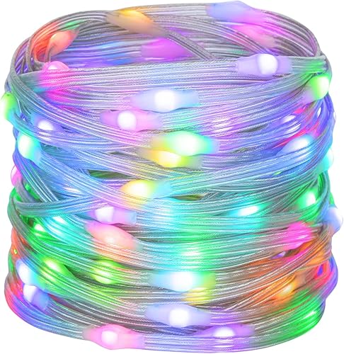 Miniatura 10 de SEZO Luces de hadas de Navidad que cambian de color WS2812B IC 16.4FT/5M 33LEDs impermeables RGB IC sincronización de música USB LED parpadeantes