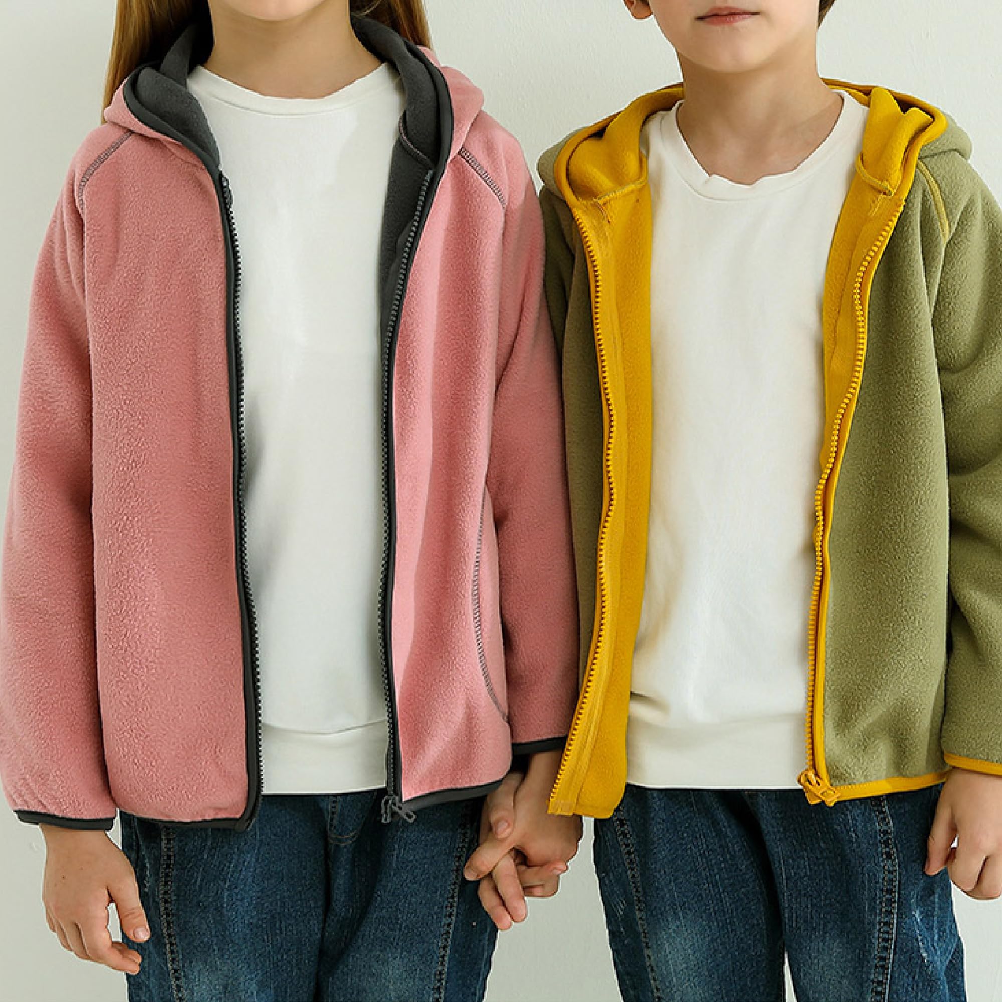 Chaqueta para Niños Polar Fleece de Doble Capa Otoño Invierno Niños Cremallera con Capucha Niñas Ropa de Abrigo de Manga Larga