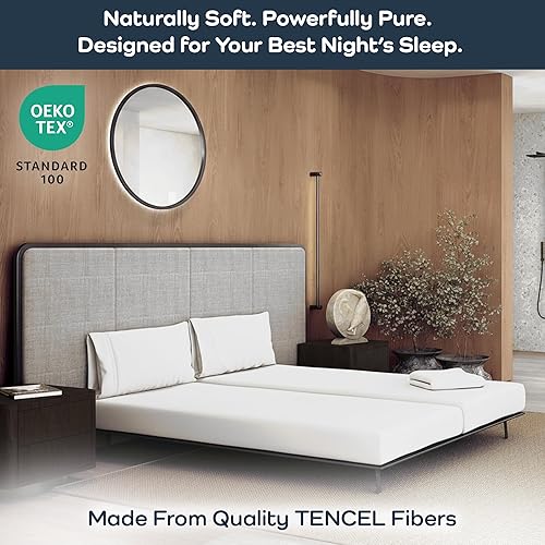 Miniatura 10 de Olive + Crate Serie de lujo Juego de sábanas de tamaño matrimonial 100% Tencel Eucalipto - Sábanas de enfriamiento súper suaves de 4 piezas con