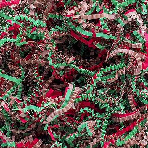 Stephanie Imports Papel triturado de 3 capas de corte arrugado hecho en Estados Unidos, 2 libras (mezcla de Navidad de muérdago)