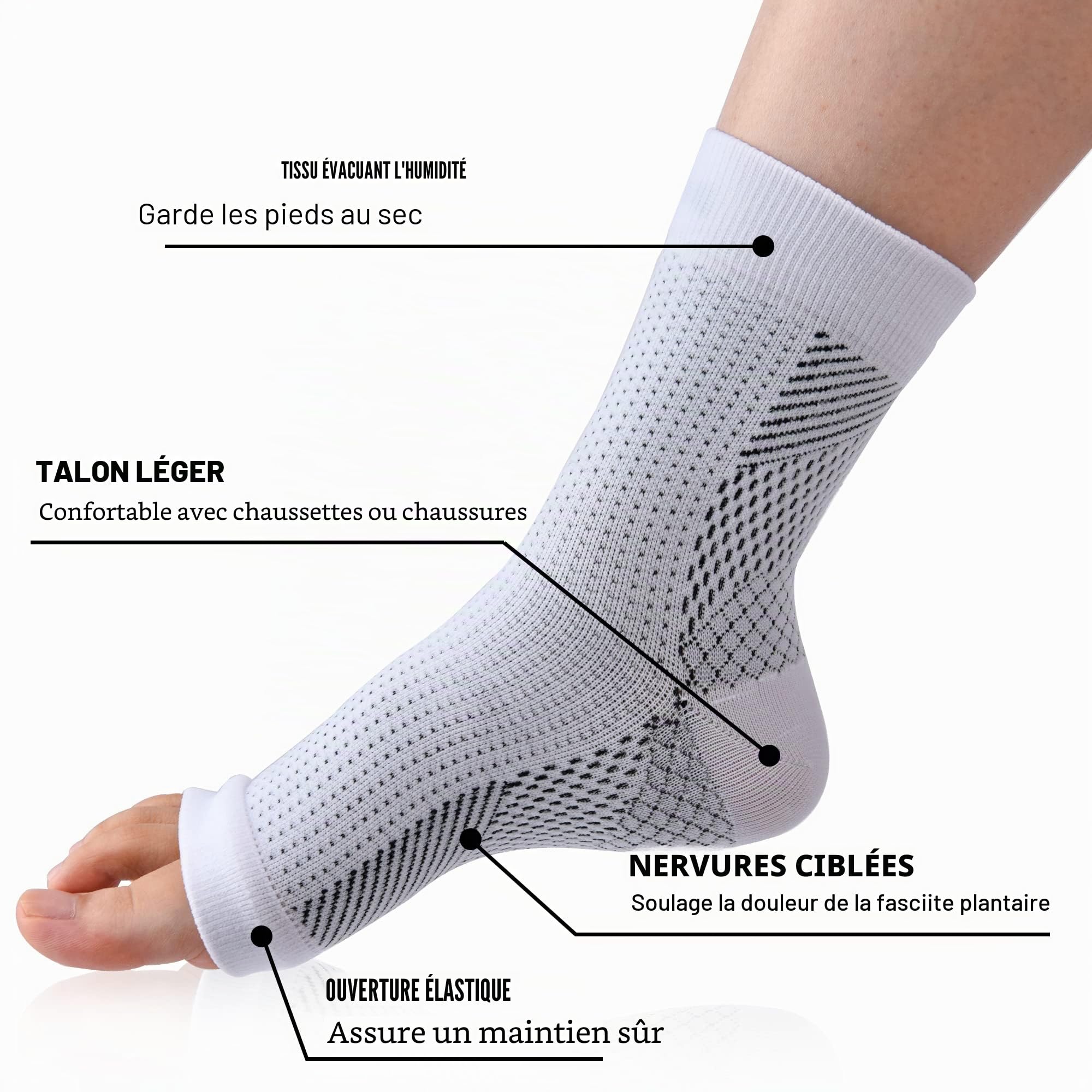 4 Paires Chaussettes Pour Neuropathie Chevillere Entorse Chaussettes Chevillere De Maintien Sport Attelle Cheville Pour Hommes Femme Protege Cheville for Football Basketball Running Hiking