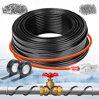 （3FT-200FT）Pipe Heating Cable for Pipe Freeze Protection, Heat Cable for Water Pipes, Heat Tape for Water Pipes, Plumbing Fixtures, Keeps Water Flowing at -40°F, 120V 5W/FT（80FT）