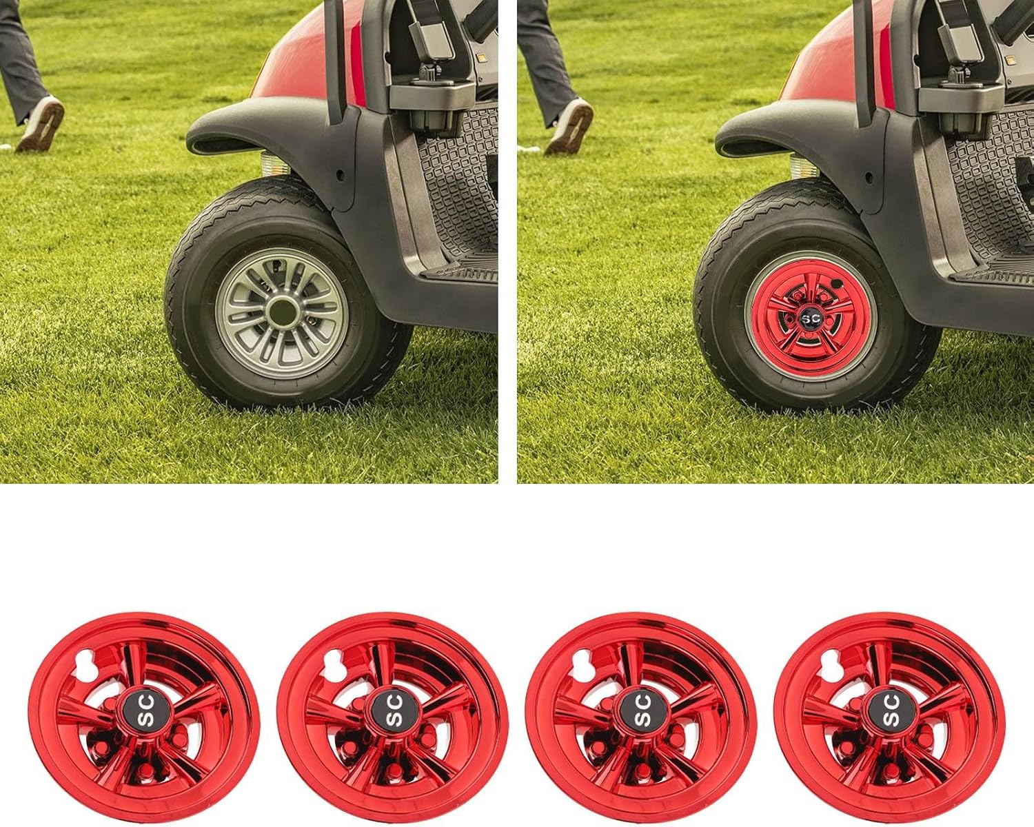Golf Cart 8 SC Wheel Covers Hub Caps, Golf Cart Hub Cap