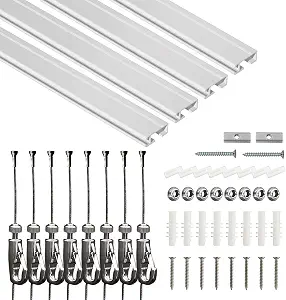 NACETURE 19.69 ft Picture Hanging System, 4 x 60 Inch Wall Rails