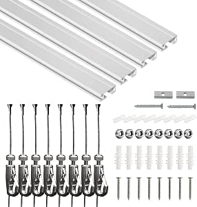 NACETURE 19.69 Ft Picture Hanging System, 4 x 60 Inch Wall Rails