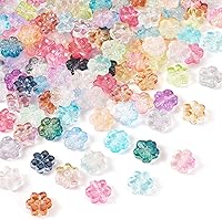 Craftdady 120pcs 13mm Flower Glass Spacer Beads - Colorful Transparent Floral Loose Beads for DIY Jewelry Necklace Bracelet Earring Making