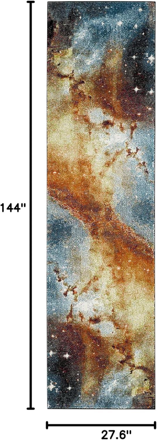 SAFAVIEH Galaxy Collection Runner Rug - 2'3" x 12', Orange & Multi, Abstract Design, Non-Shedding & Easy Care, Ideal for High Traffic Areas in Living Room, Bedroom (GAL109D)