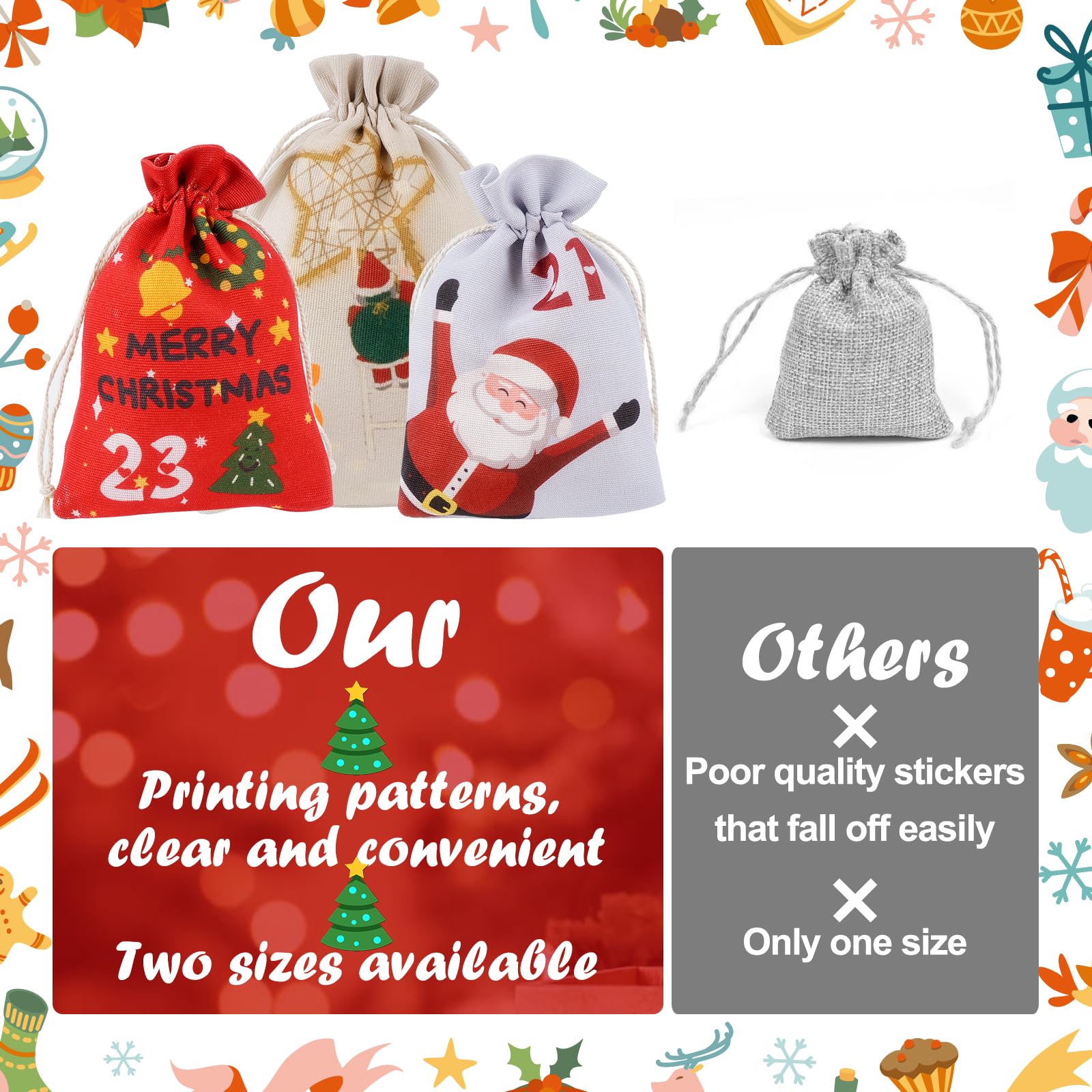 Calendario Dell'Avvento Fai Da Te 2024 - 24 Sacchetti Da Riempire Con Regali Per Natale - Foto 2