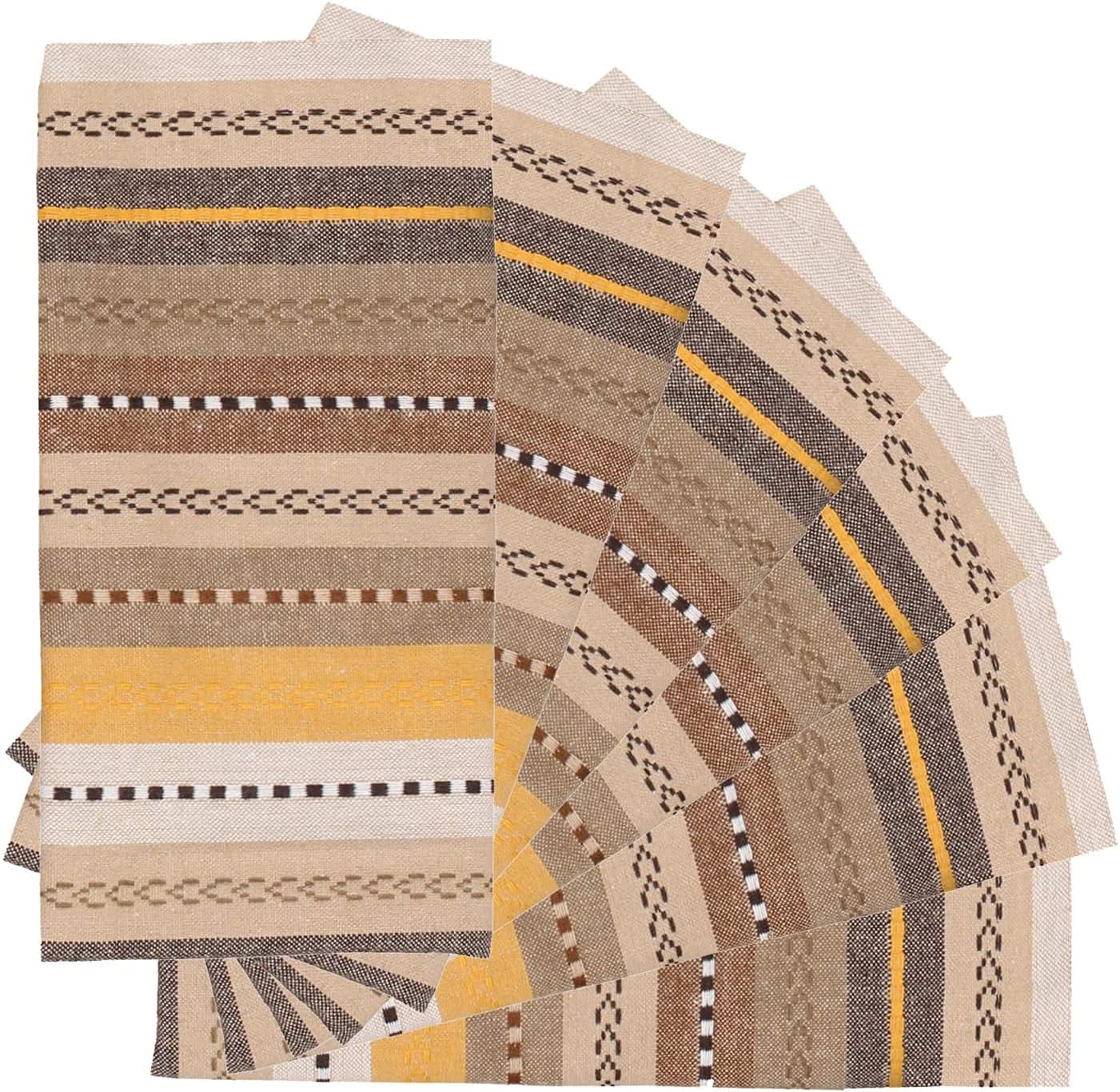 Goroly Home Cloth Napkins, Cotton Napkins, Dinner Napkins, Set of 12, Beige Multi Salsa Stripes, 18x18 Inches image 2