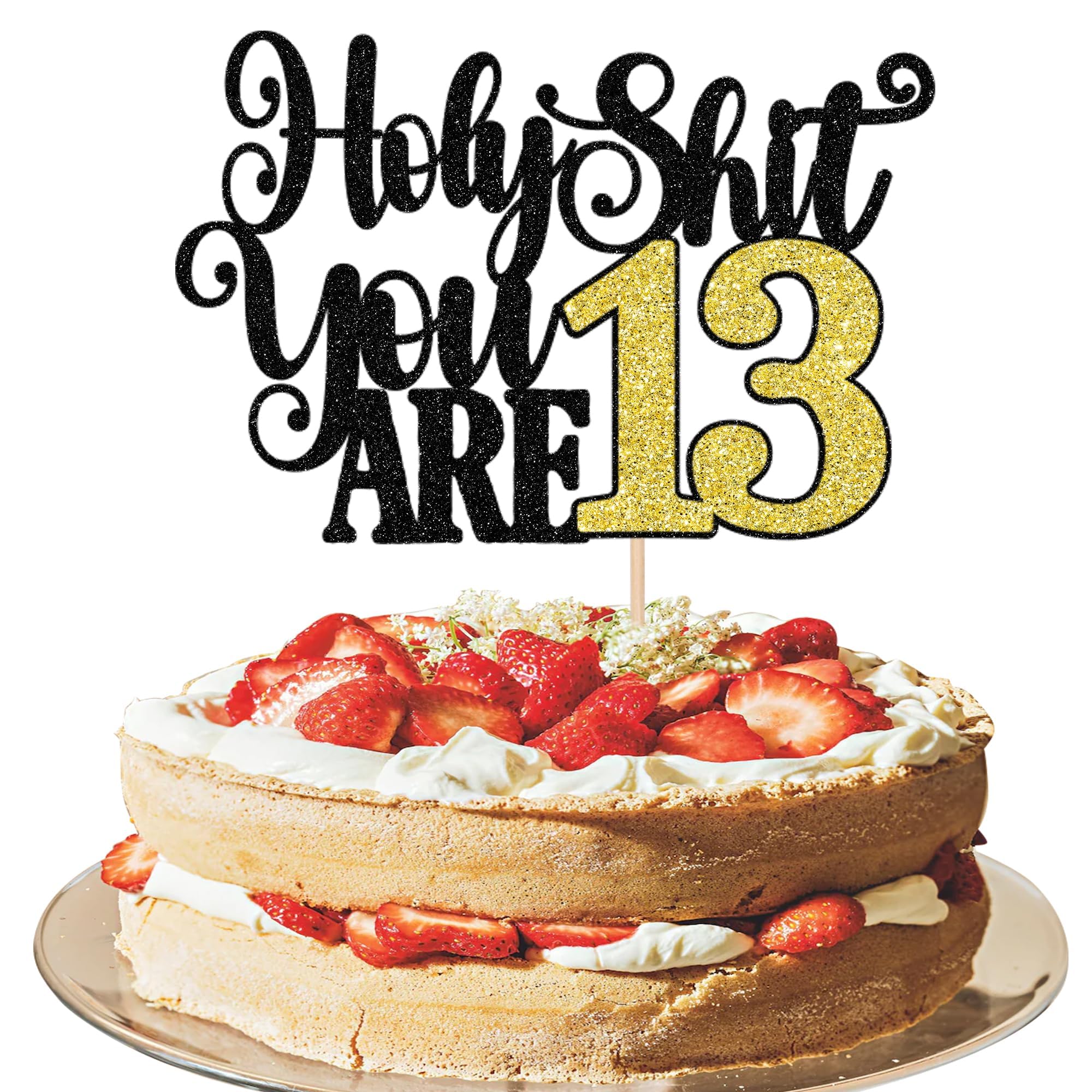Xsstarmi 1 Pack 13th Birthday Cake Topper Glitter Holy You Are 16 Cake Pick Cheers to 13 Years Cake Decorations for 13 Fabulous Thirteen Happy 13th Birthday Party Supplies