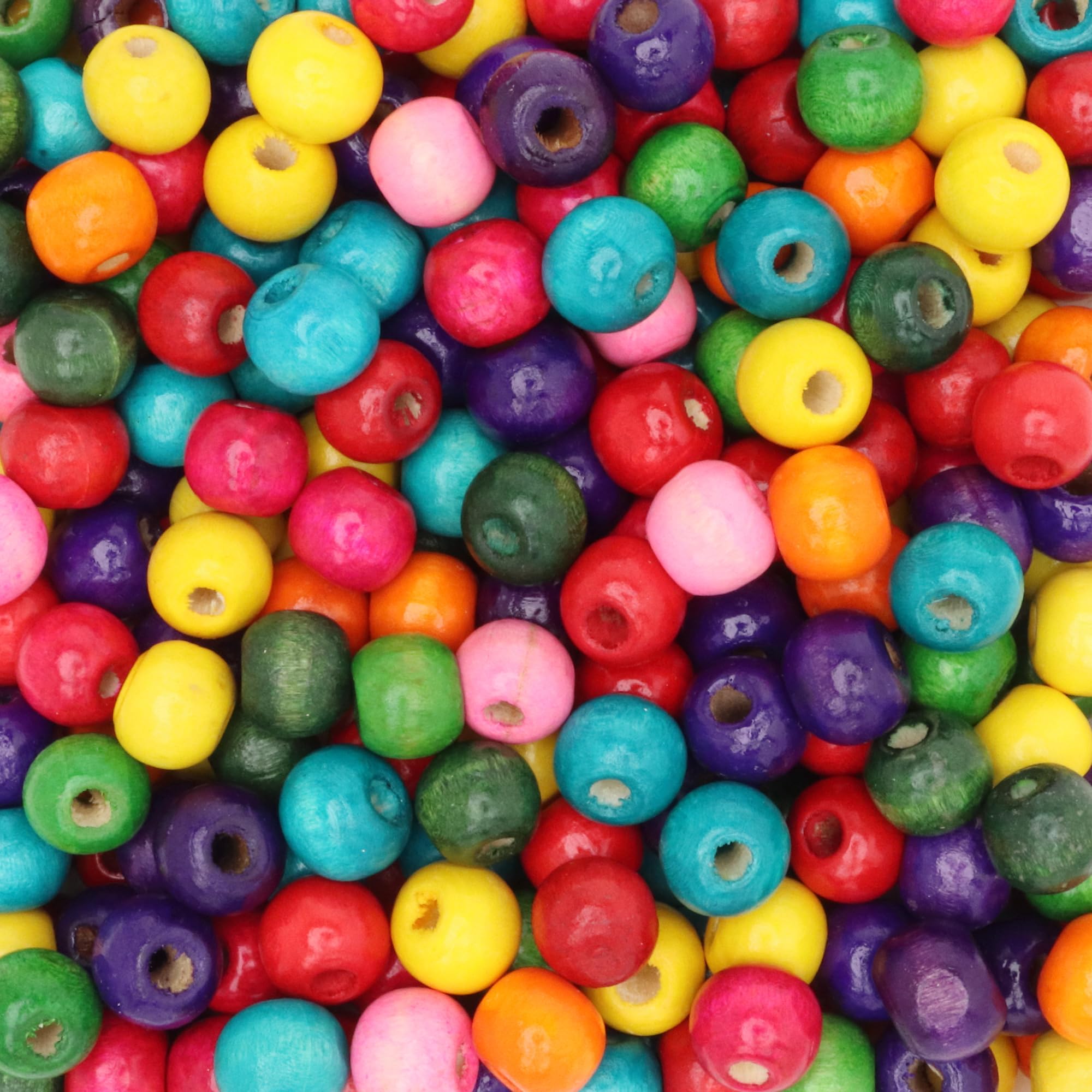 500 Pcs Round Wood Beads 10mm - Multicolor Assortment of Wooden Craft Beads for Crafts, Jewelry Making & DIY Projects - 3mm Hole