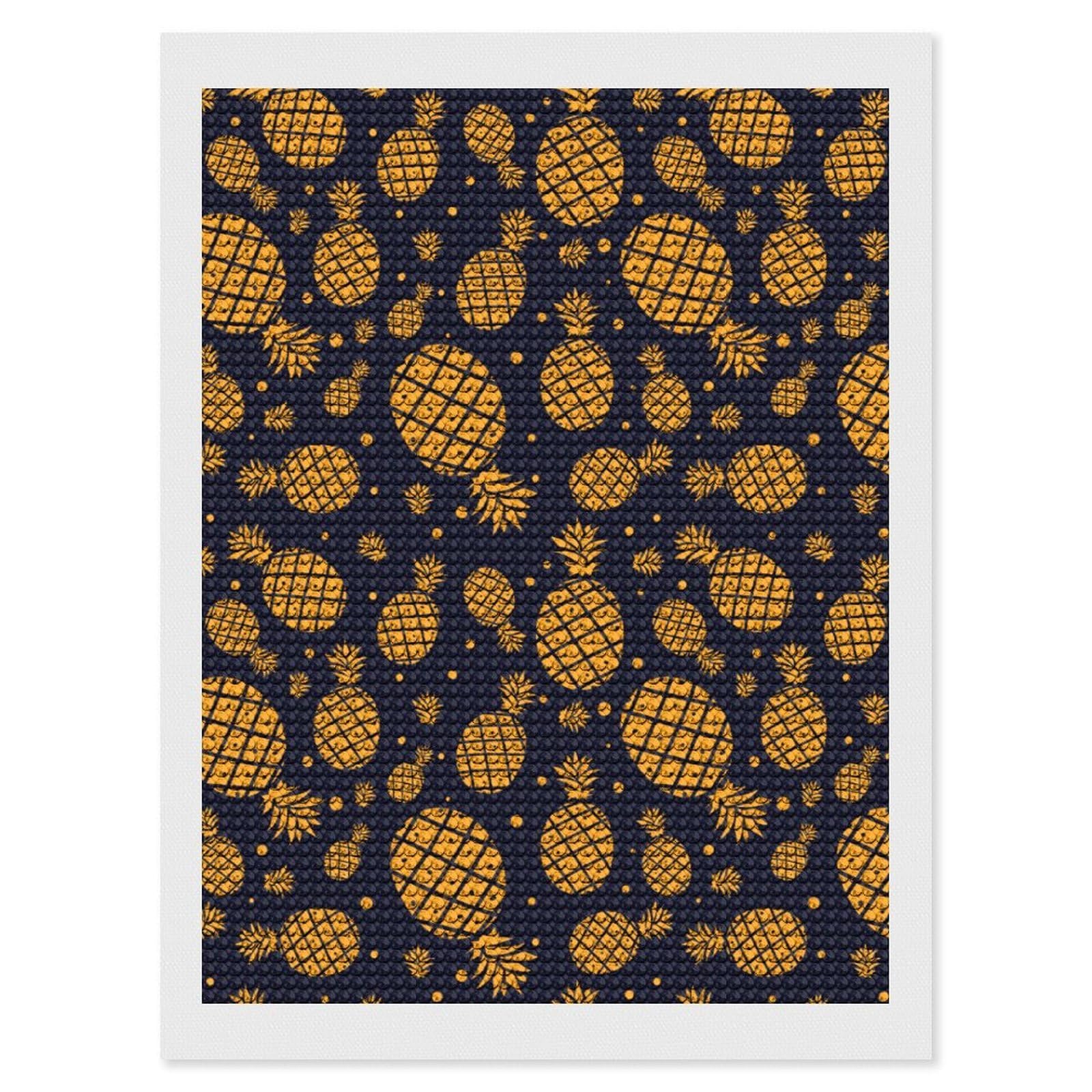 Nclqvjxzkhw Style Pineapple Diamond Art Painting For Adult Round Diamonds Pictures Arts Crafts Home Wall Decor 12"X16"