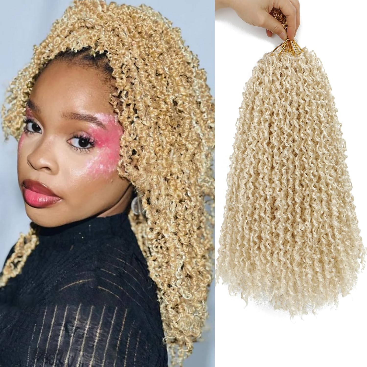 Yanky Twist Crochet Hair 14 Inch 8 Packs Crochet Yanky Twist Hair Spring Mini Twist Crochet Hair Extensions 1B Bohemian Passion Twist Braiding Hair for Black Women
