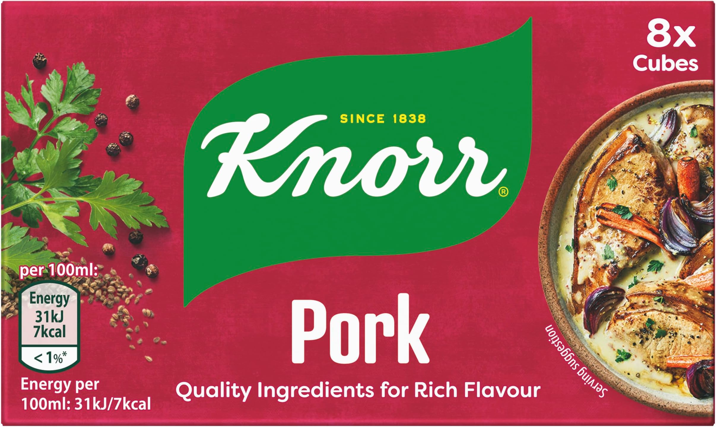 Pork Stock Cubes gluten-free to add a rich pork flavour to your dishes 8x 10 g