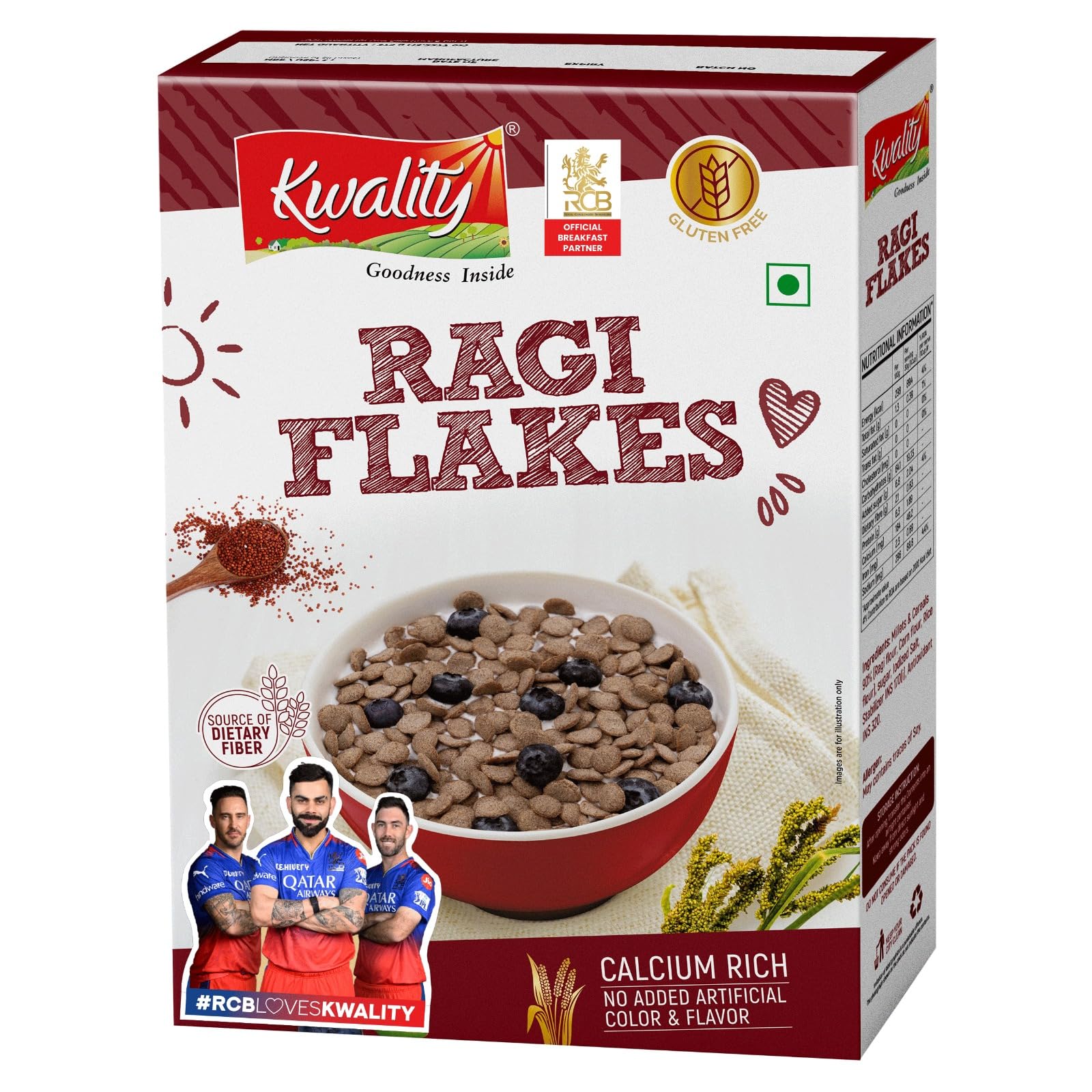 Kwality Ragi Flakes 375g | Naturally Gluten-Free, High in Fiber, Calcium & Iron | A Delicious, Nutritional Breakfast with Essential Nutrients | No Preservatives, Colors, or Flavours. (B01MU2X29M) Amazon Price History, Amazon Price Tracker