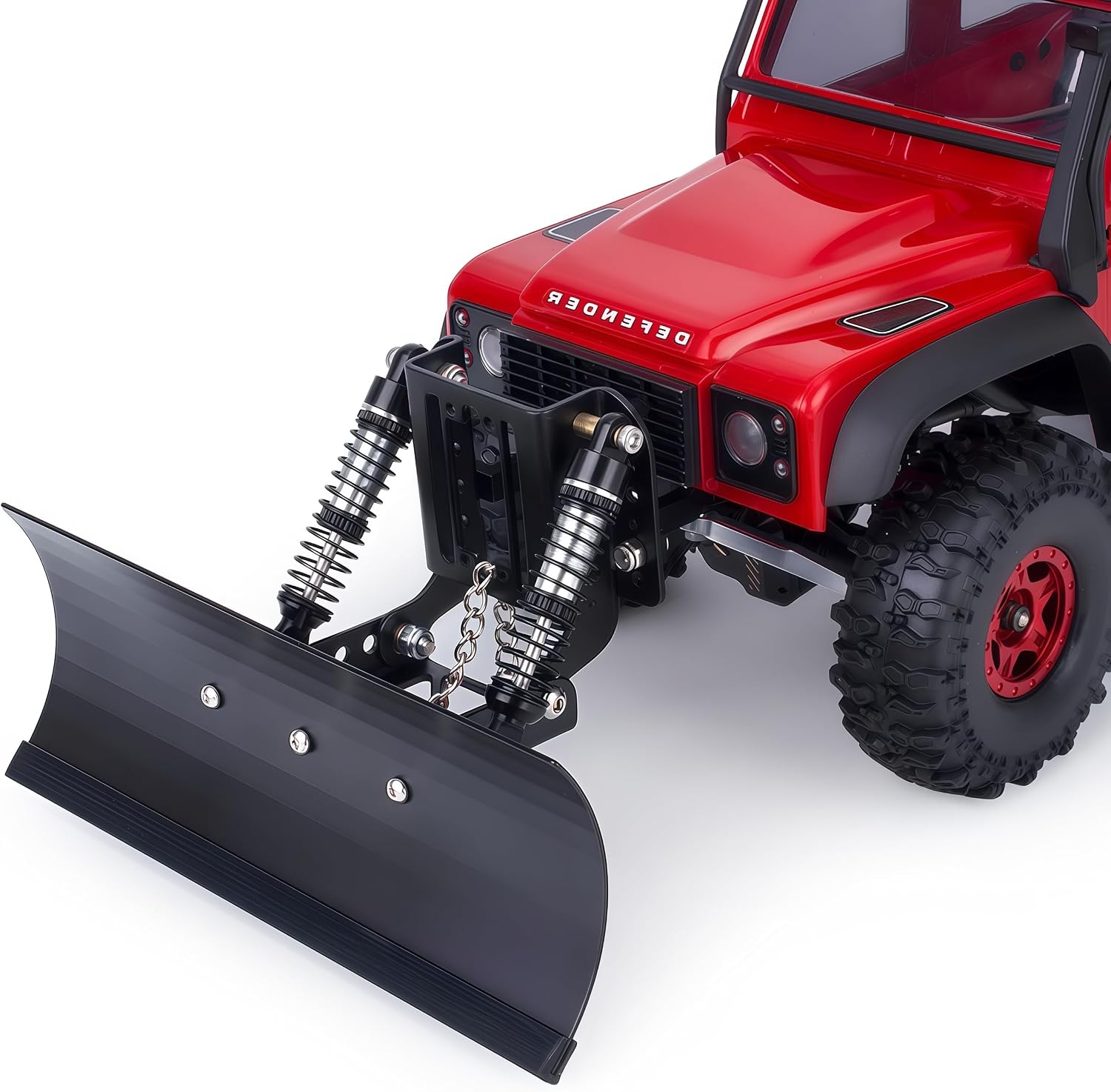 RC Snow Plow for TRX4M & SCX24, Adjustable Aluminum 1/18 1/24 RC Crawler Plow, Servo Operated Snow & Sand Shovel Upgrade, CNC Metal RC Plow Truck Accessory (Black)