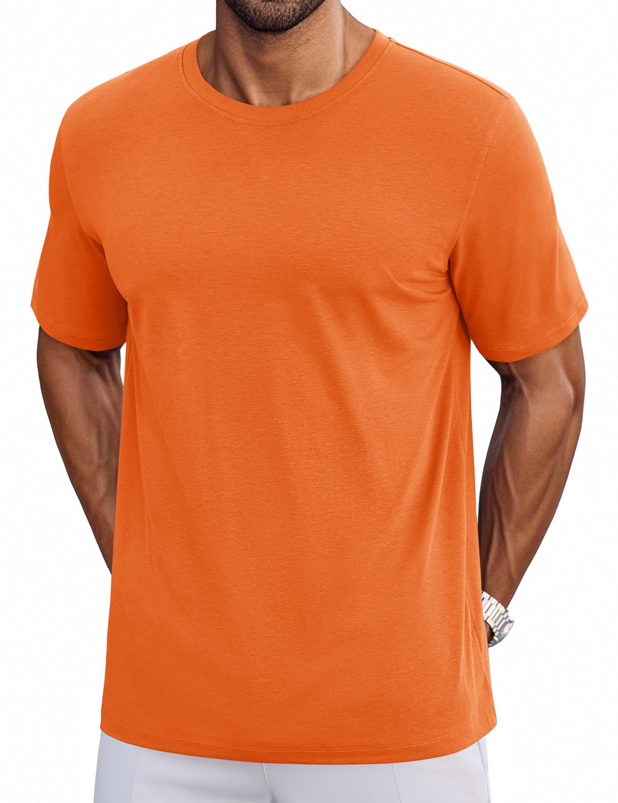 Cotrasen Mens T-Shirts Short Sleeve Cotton UPF 50+ Lightweight Moisture Wicking Cooling Casual Crew Neck Basic Tee Shirts