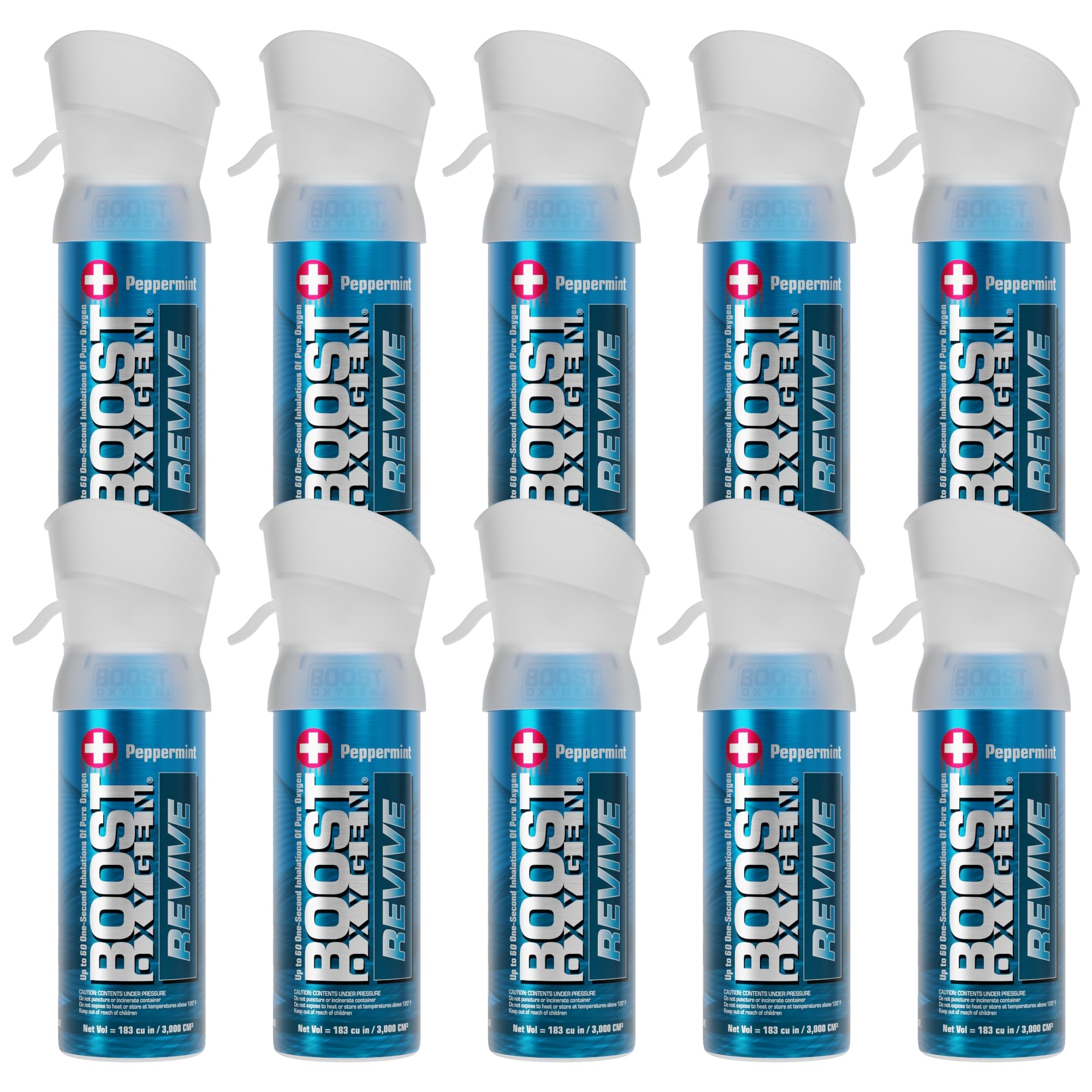 Boost Oxygen Pocket Size Revive Peppermint Aroma 3L Canister | Respiratory Support for Aerobic Recovery, Altitude, Performance & Health (10 Pack)