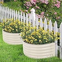 Vista 9 de Aoodor 42" L x 24" W x 17" H Half Moon Galvanized Raised Garden Bed, Durable Semi-Circular Outdoor Planter Boxes for Vegetables, Flowers, and Herbs