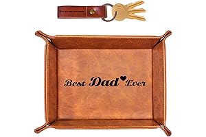 Best Dad Ever PU Leather Tray and Keychain Gift Set