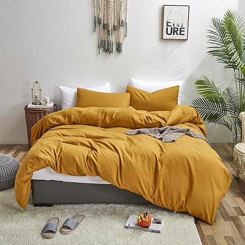 Miniatura 107 de Luxlovery - Juego de edredón azul neblina, tamaño matrimonial, minimalista, azul polvoriento, edredones de algodón suaves y transpirables, azul