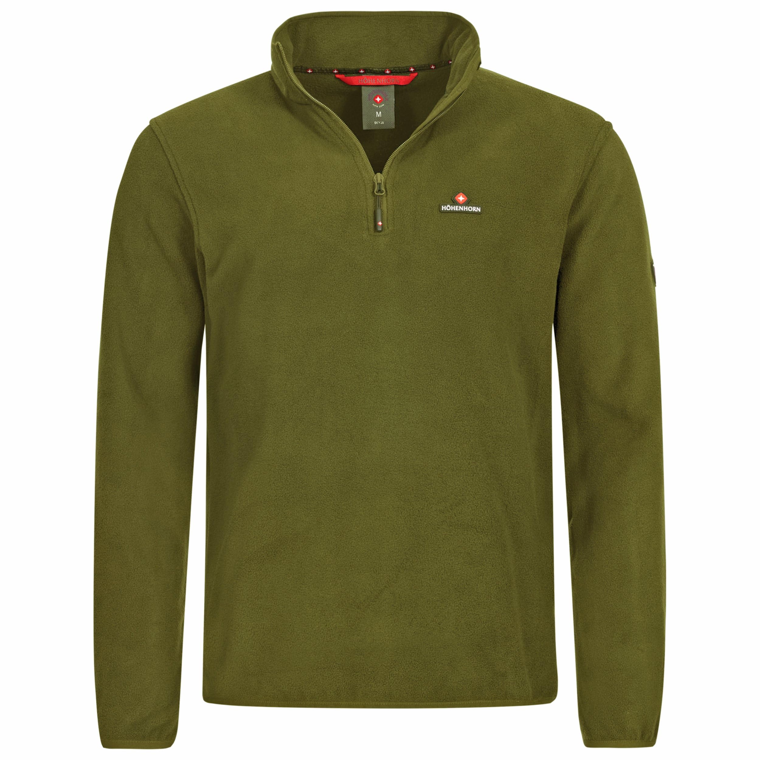 Höhenhorn Skyja Men's Fleece Pullover Sweatshirt, Half Zip Fleece Jumper, Green, 5XL