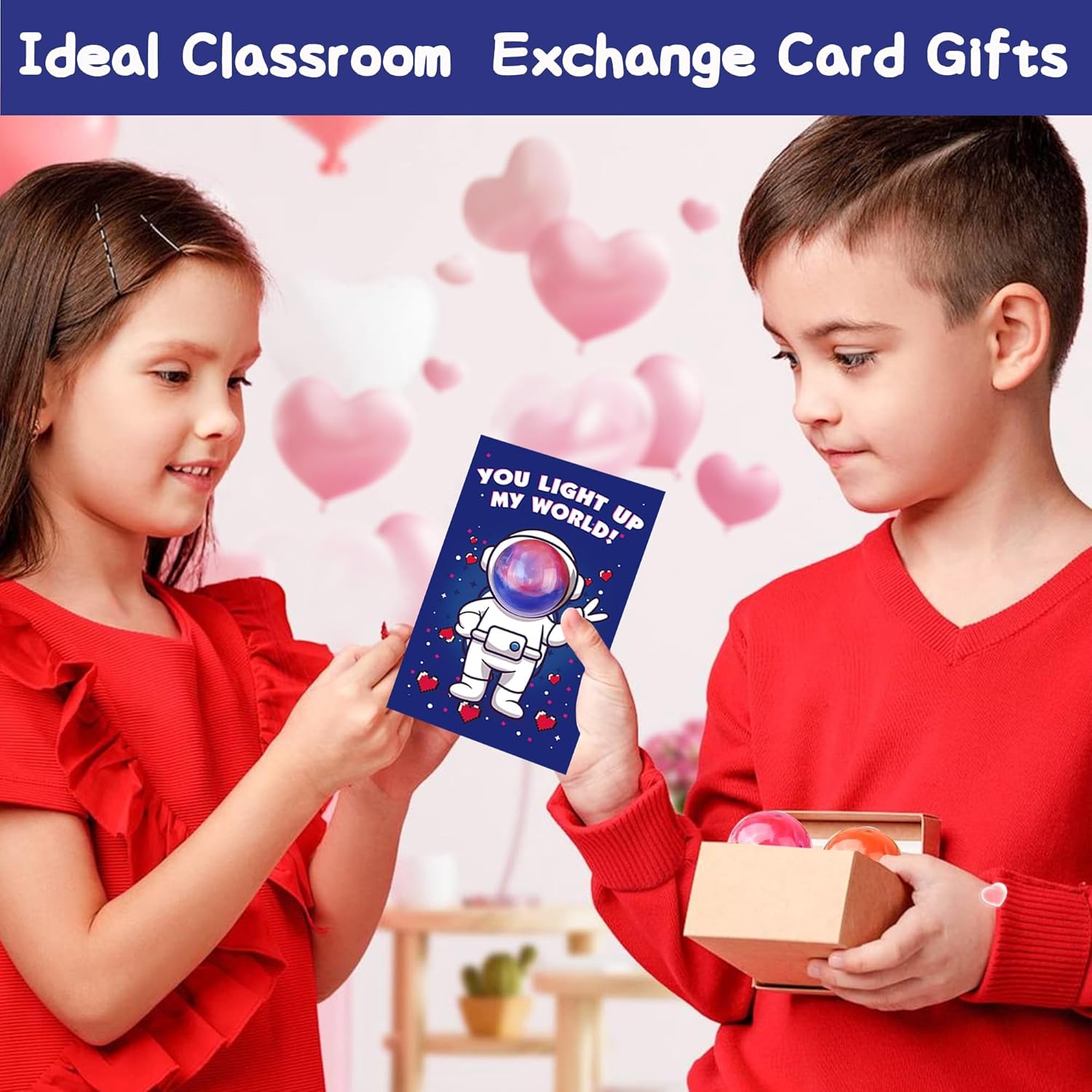 28 Pack Valentines Day Gifts for Kids Classroom Valentines Day Cards with Galaxy Slime for Kids School, Valentine's for Class Valentines Exchange Card Party Favors Classroom Valentines Gifts Prize