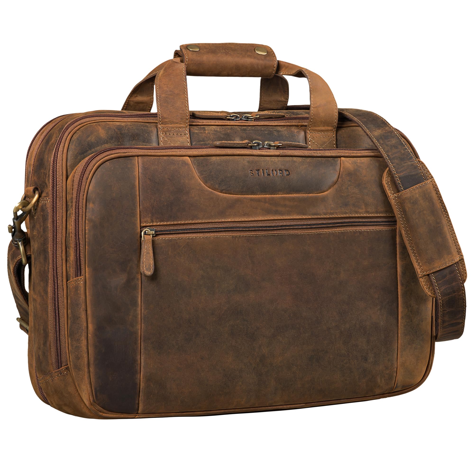 STILORD "Henrik Borsa Lavoro Uomo Pelle Grande Borsa PC Portatile 17 Pollici a Tracolla Vintage Cartella Portadocumenti Uomo Estensibile Ufficio in Pelle Colore:nero