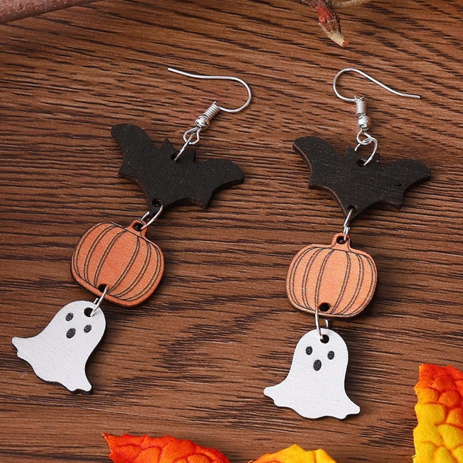 Halloween Black Bat Dangle Earrings - Boo and Cute Pumpkin Statement Spider Spooky Earrings - Fun Holiday Scary Decorations Party Jewelry for Women - Image 4