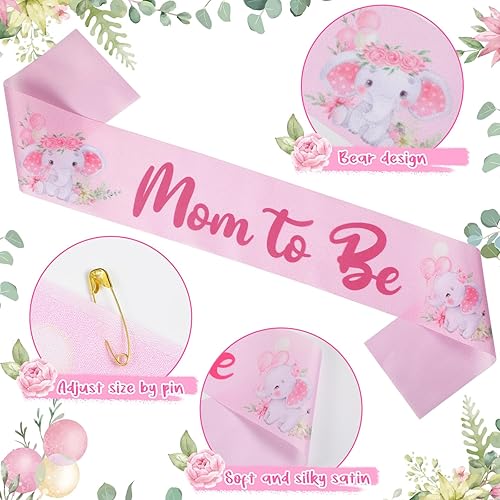 Miniatura 4 de Chunful Banda temática de elefante para baby shower, banda para mamá y papá para ser corona de flores para revelaciones de género, fiesta, baby