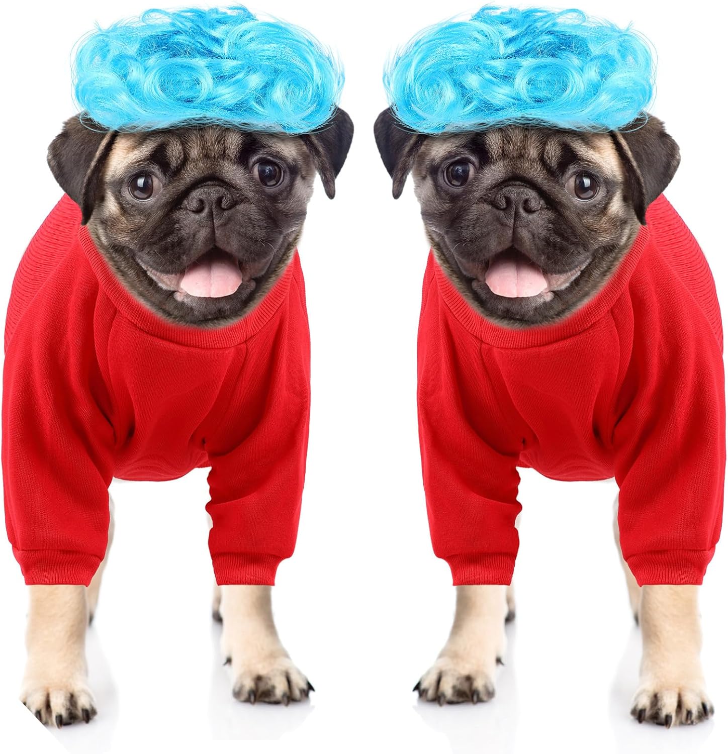 Tarpop 2 Set Halloween Dog Red TShirt Blue Wig Cosplay Costume Dog
