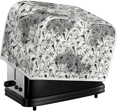 Miniatura 5 de Dajingkj Cubierta para tostadora de 4 rebanadas de ranura ancha para decoración de frutas grises, diseño único lavable para tostadora de pan,