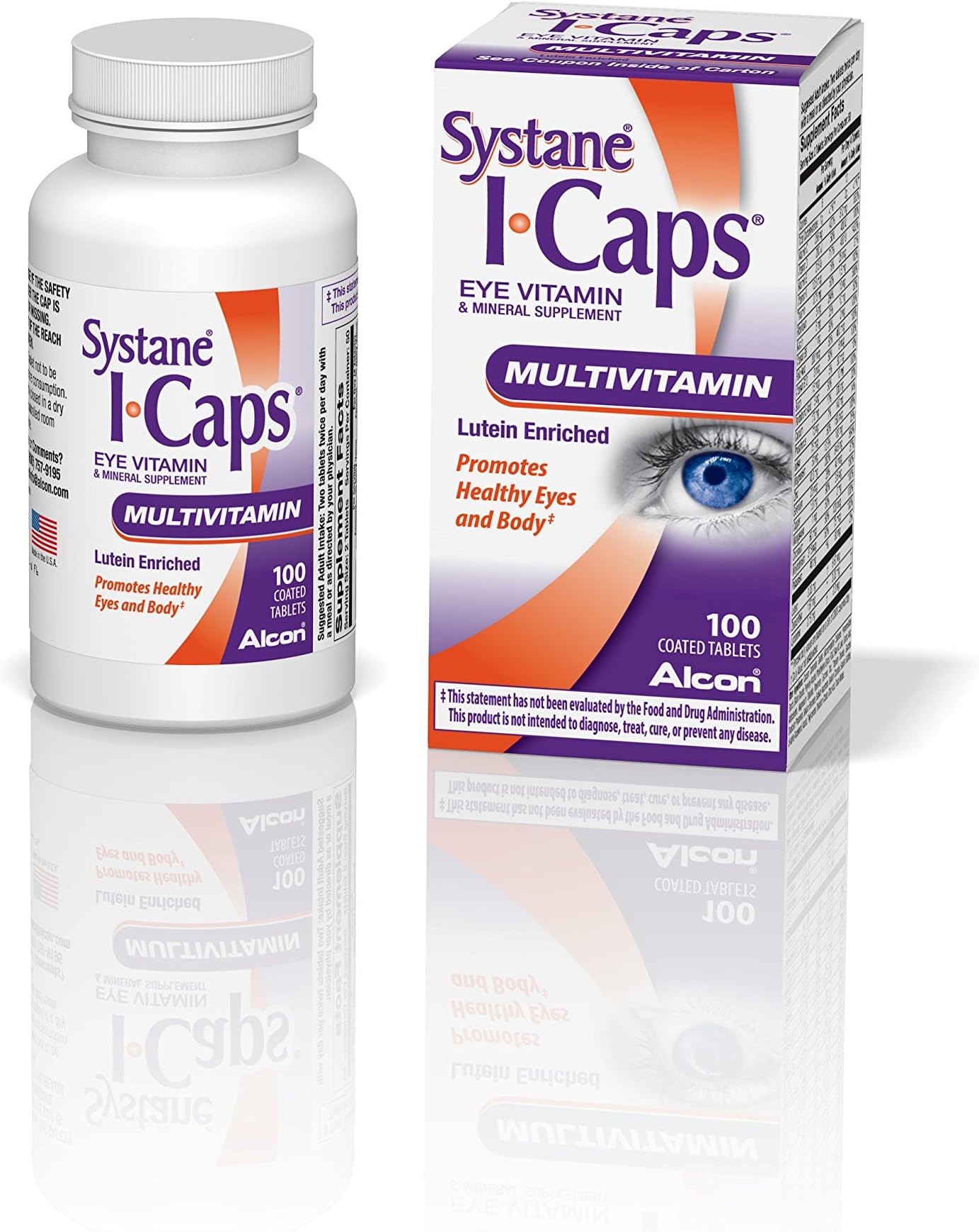 ICaps Alcon Multivitamin Eye Vitamin and Mineral Support, Coated Tablets, 100 Count