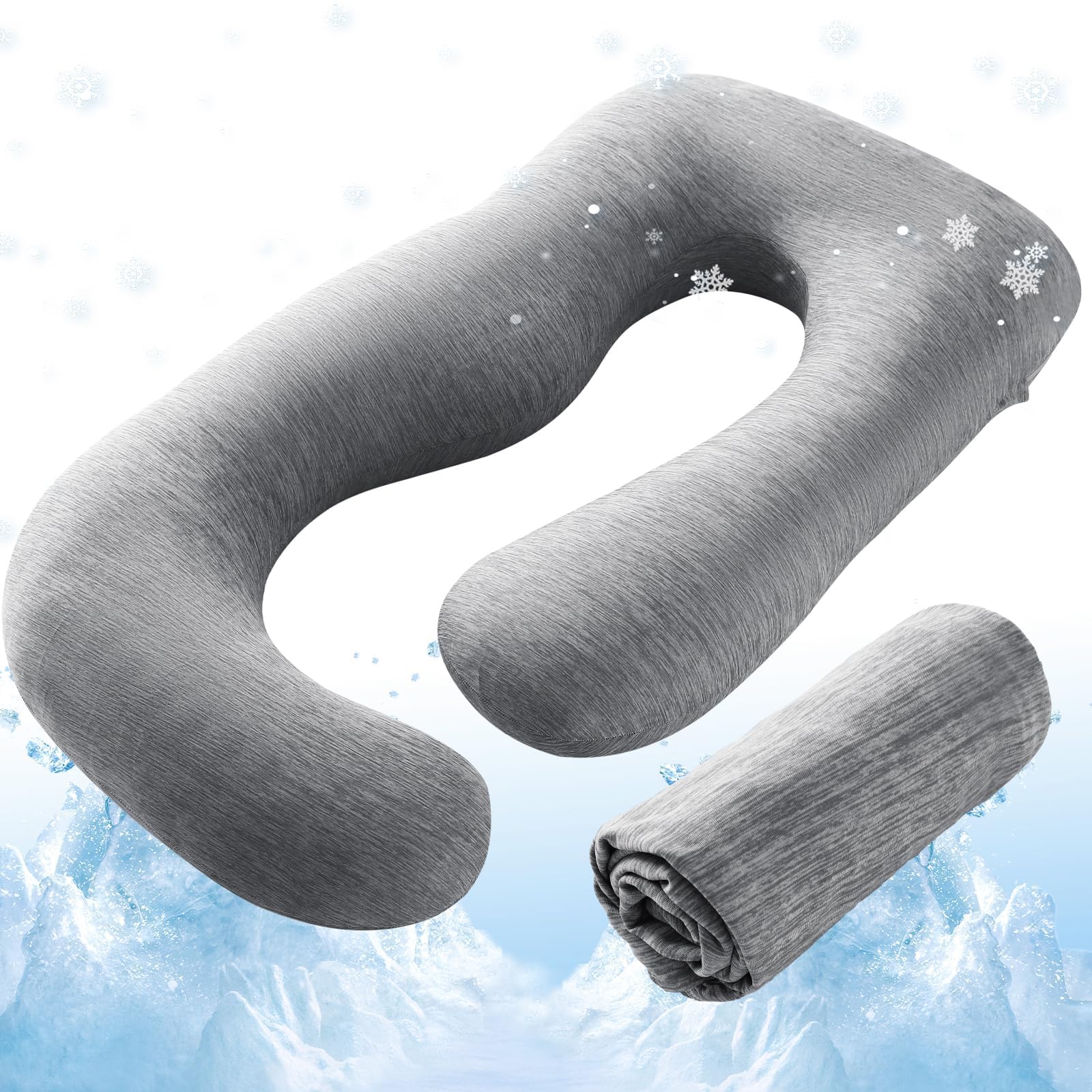 Cooling Pregnancy Pillow Cover, 57-inch U Shaped Pregnancy Pillow Case, Fits …