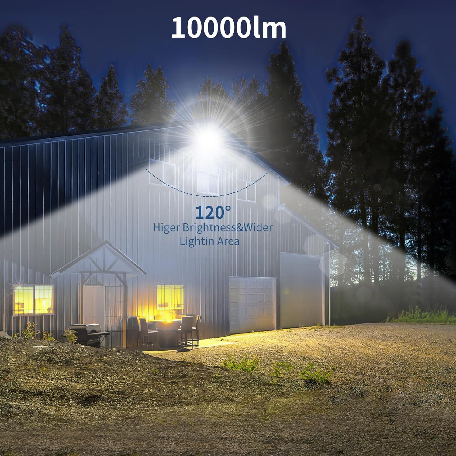 Reflektor LED 100 W, światła bezpieczeństwa IP66, super jasne światła światło LED 10000 lm, biały kinkiet światła dziennego 6500 K do ogrodu, patio, podwórka, podwórka, garażu(150W)