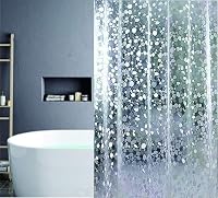 SUJAYU EVA Shower Curtain Liner with 12 Hooks, 72x72 Inch 3D Pebble Semi-Transparent, Odorless Non-Toxic for Stall & Tub