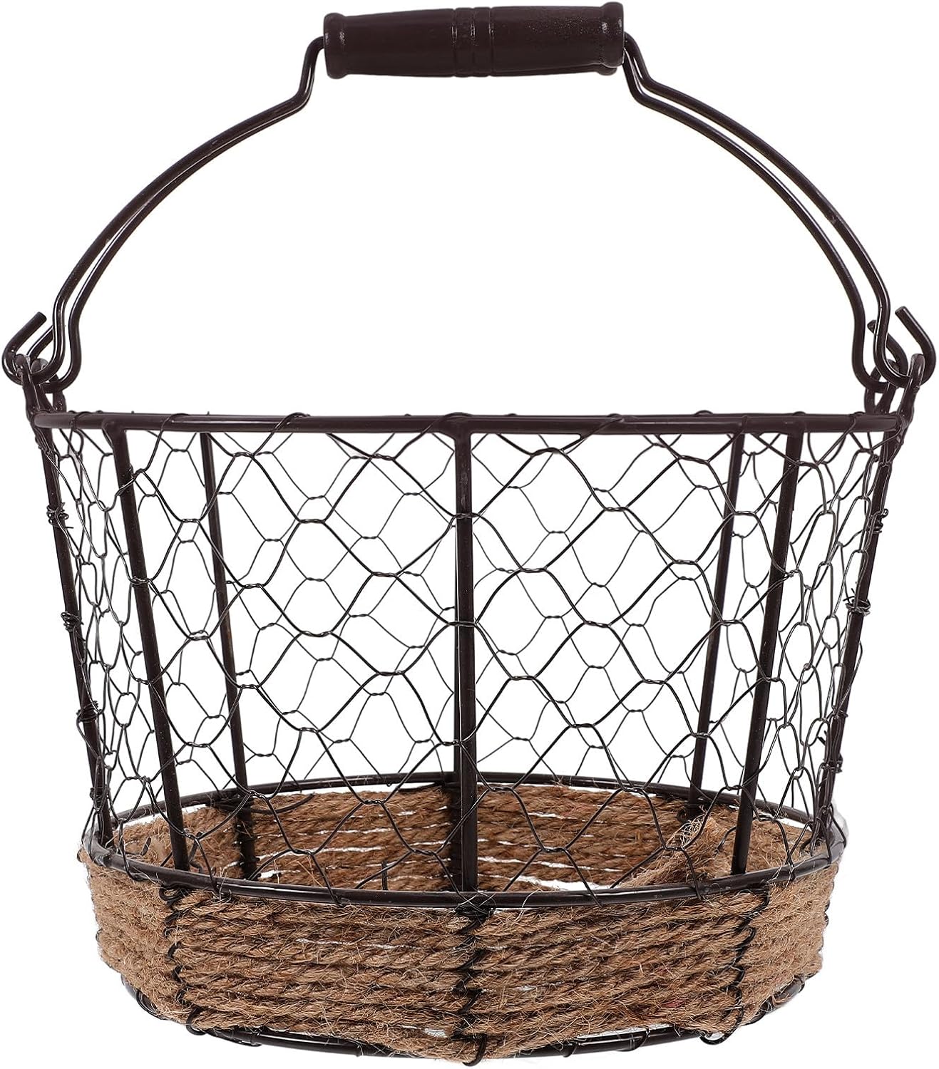 LABRIMP Metal Wire Fruit and Vegetable Basket with Handle Small round Iron Storage Basket for Kitchen Countertop Organization for Home Storage and Snack Holder