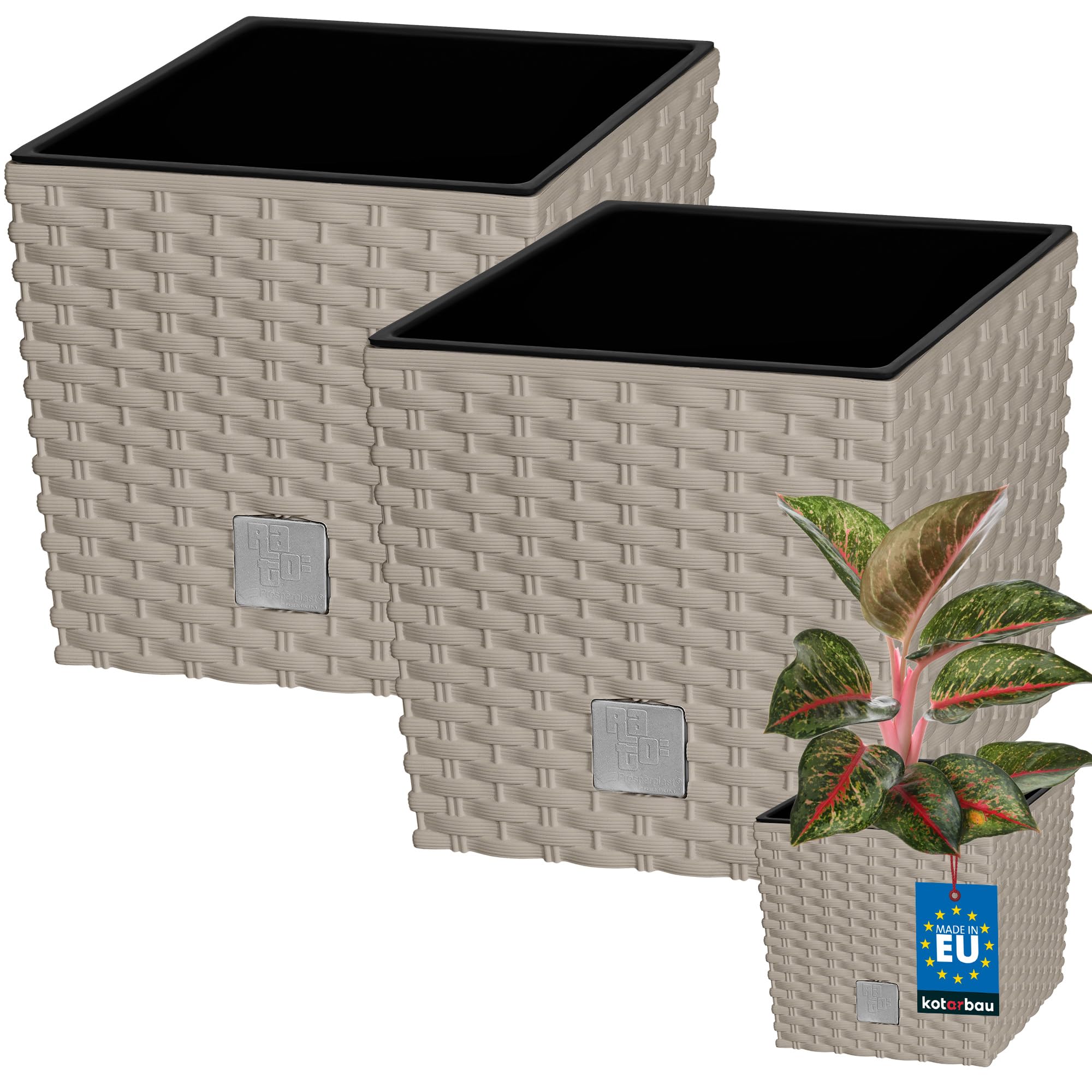 KOTARBAU® Macetero con Maceta Interior, 260 mm, Ratan sintético, Antracita - Gris Oscuro, Maceta Rato con patrón de Trenzado Que imita el Mimbre, Maceta Interior separada, extraíble, Cesta — view 53