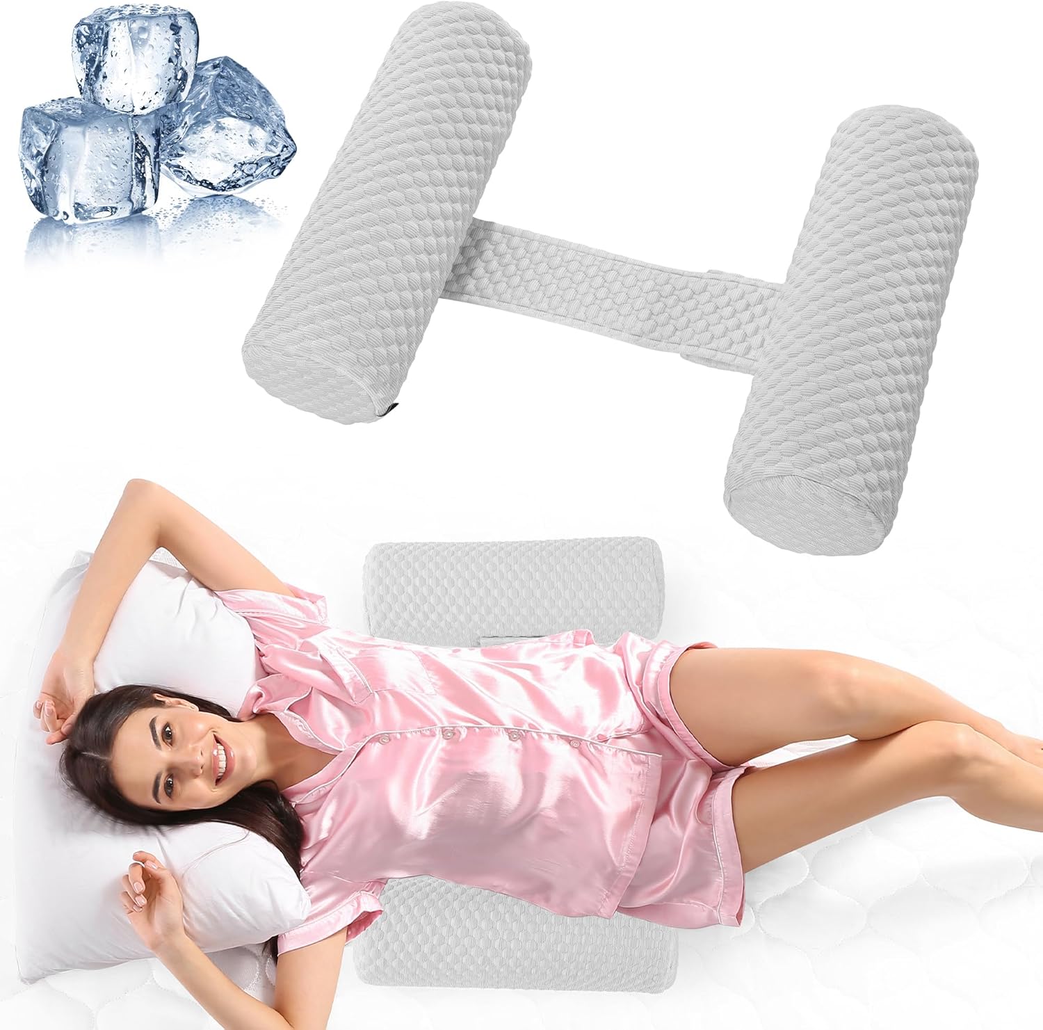 HOMBYS Cooling Memory Foam Sleep Position Training Pillow for Hot Sleeper, Body Supportive Trainer Pillow for Back Sleeper Side Sleeper, Adjustable Body Pillow - Grey Light Grey