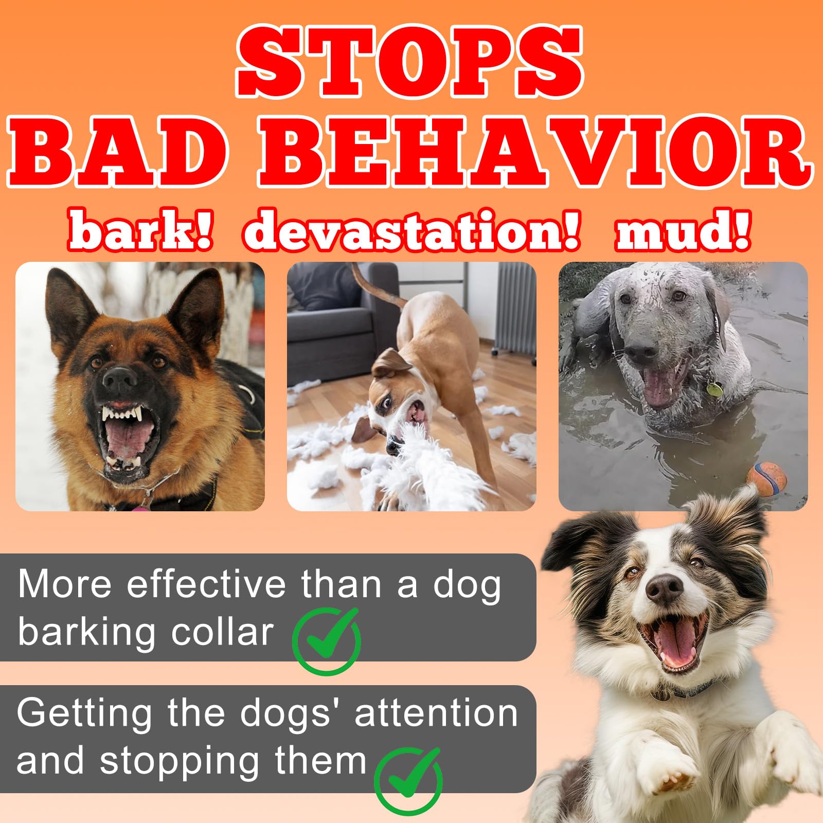 Dispositivo anti-abbaiare per cani, dispositivo anti-abbaiare ad ultrasuoni per cani (pulito o vicino), protezione contro l'abbaiamento per cani, modo sicuro ed efficace per ridurre il