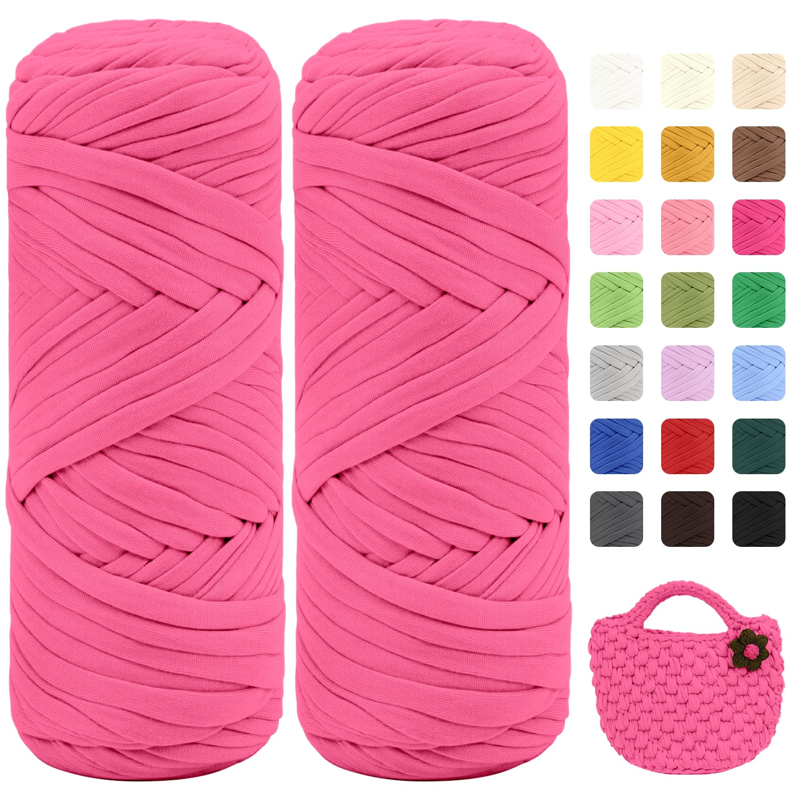 Maxee 400g T-Shirt Garn – 2 er Pack (je 200g/75m), Weiches Beilaufgarn zum Häkeln & Stricken – Farbintensiv & pflegeleicht, Ideal für Häkeltaschen/Körbe/Teppiche DIY Projekte, Handarbeiten und Deko