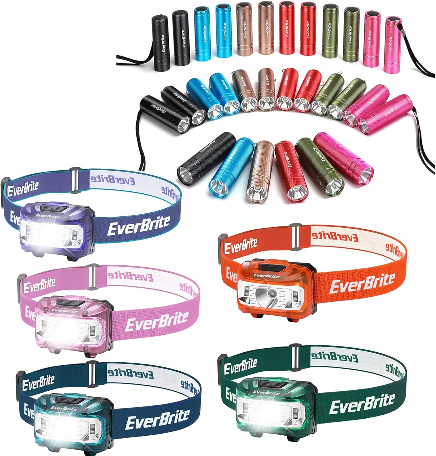 EverBrite 30-Pack Mini Flashlight Set and 5 Pack LED Headlamp