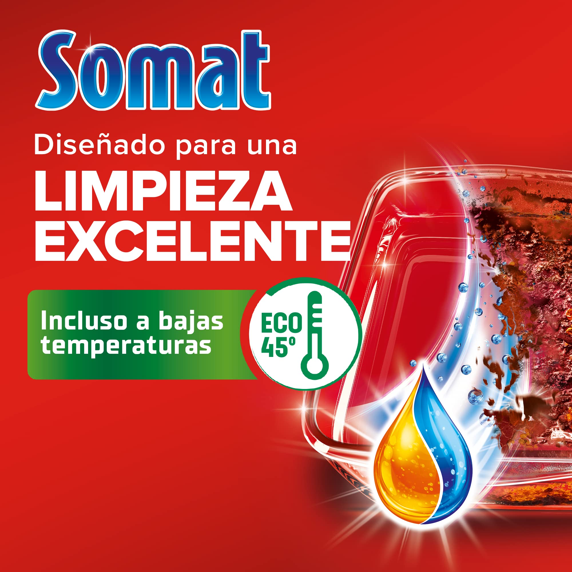 Somat Excellence Gel Frescor Anti-Olor 50 Dosis (pack de 10, total: 500 lavados), detergente lavavajillas desengrasante, lavavajilla líquido automático en botella, jabón para platos con vinagre