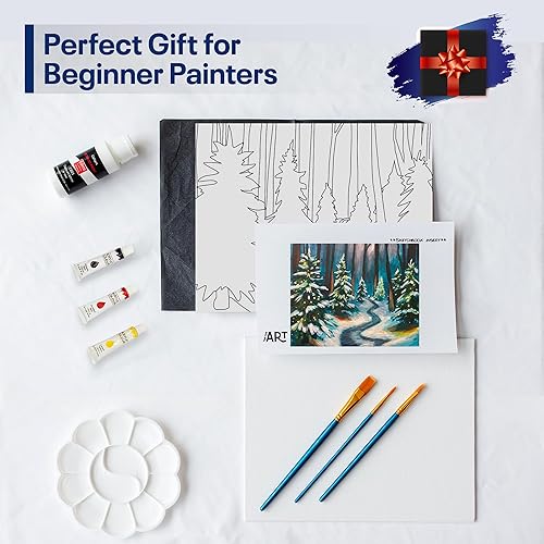 Miniatura 9 de Kit de Pintura DIY Painting4Real para Adultos  Aprende a Pintar Bosques Navideños con Tutoriales en Vídeo  Juego de Pintura Acrílica de 9 Piezas