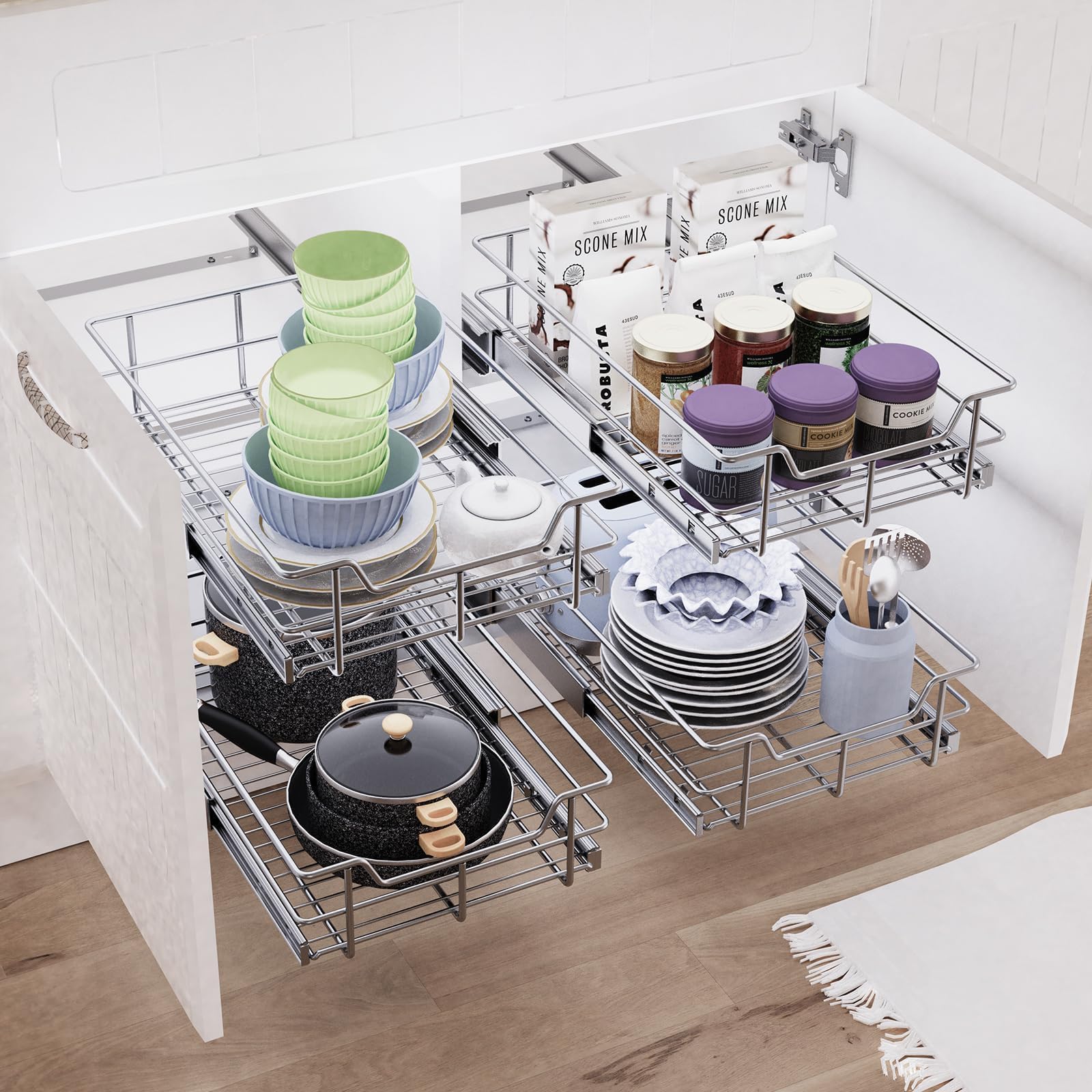 Organizer Estraibile In Legno Massello Per Armadio: Cassetto Scorrevole Da 28x53x39 Cm, Facile Da Montare, Per Ottimizzare Lo Spazio In Profondità (larghezza Minima Apertura 30,5 Cm)